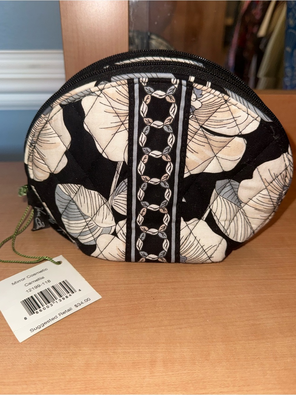 Vera Bradley Camellia Mirror Cosmetic Case NWT Quilted Travel Makeup Bag